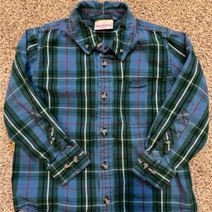 Hanna Andersson Blue and Green Plaid Button Down Shirt 5T